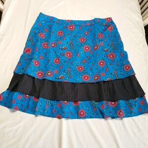 MISSLOOK Blue Brown A-Line Knee-Length Skirt